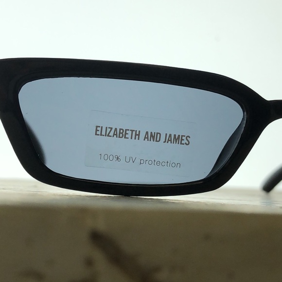Elizabeth And James Small Black Cat Eye Slim Arm Blue Tint - Picture 4 of 5